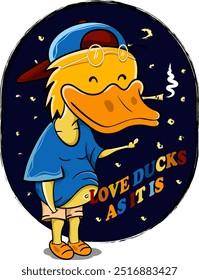 Duck animal sticker design illustration
