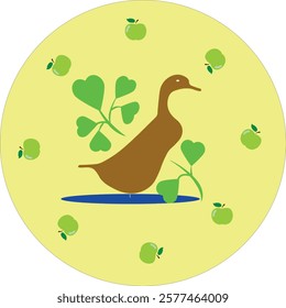 duck, apples, recipe, dish, Peking duck, restaurant, product, ad, advertising, business, marketing, illustration, vector, image, poster, placard, postcard, congratulation, banner, cover.eps