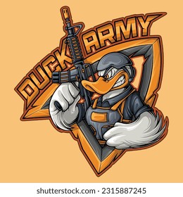 duck army mascot, suitable for your logo or brand mascot and game team.