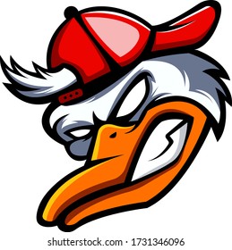 Concepto del logo vectorial del club atlético de pato aislado sobre fondo blanco para la impresión de insignias, emblemas y camisetas. Diseño de insignias de mascota de equipo deportivo moderno.