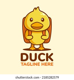 Duck Backpack Cartoon Logo Design