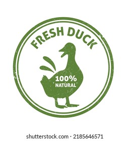 Duck badge, label. Fresh farm food logotype cooking duck vector labels