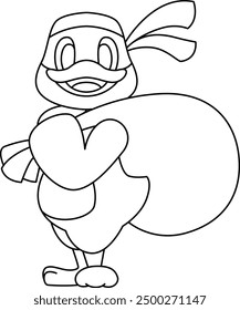 Duck Bandit Bag Animal Vector Graphic Art Illustration