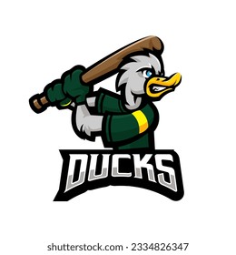 Duck Baseball Cartoon Mascot Logo