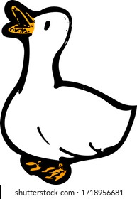 Duck with its beak open