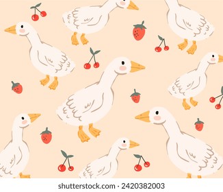 Duck and berry pattern design for templates.