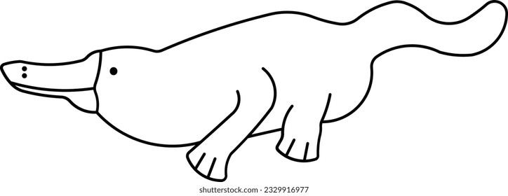 Duck billed platypus Australia animal wild Outline