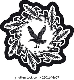 duck bird black design with frame
