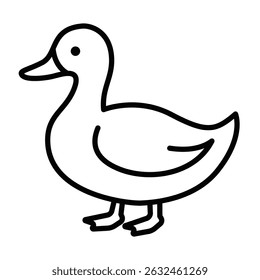 Duck bird farm animal vector illustration. Editable stroke.