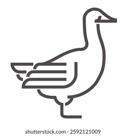 Duck bird - icon or logo template in bold line and geometric style. Poultry emblem