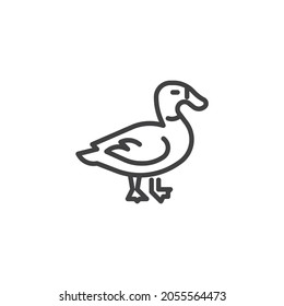 Duck bird line icon. linear style sign for mobile concept and web design. Farm duck outline vector icon. Symbol, logo illustration. Vector graphics