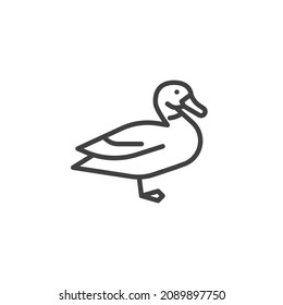 Icono de la línea de pájaro de pato. signo de estilo lineal para concepto móvil y diseño web. Icono vectorial de contorno de ganso. Símbolo, ilustración del logotipo. Gráficos vectoriales