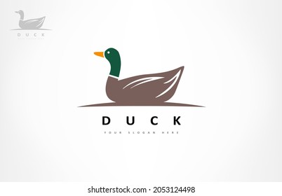 Vector del logo del ave del pato. Diseño animal.