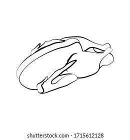 Duck bird meat vector illustration outline on the white background. Vector illustration
