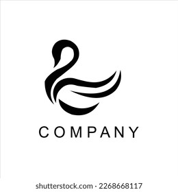 diseño artístico del logo del vector de la compañía negra del pato, animal.