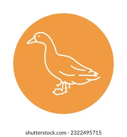 Duck black line icon. Farm animals. Pictogram for web page, mobile app, promo.