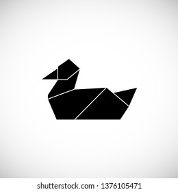 Duck black polygonal vector illustration on white background. Contour for tattoo, logo, emblem and design element.