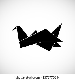 Duck black polygonal vector illustration on white background. Contour for tattoo, logo, emblem and design element.