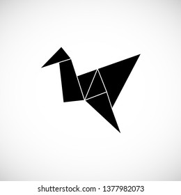 Duck black polygonal vector illustration on white background. Contour for tattoo, logo, emblem and design element.