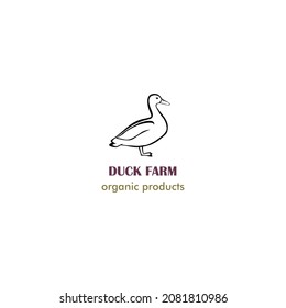 Duck black silhouette for logo design, butcher shop, farmer market, meat related theme
