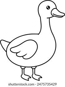 Duck black and white vector illustration for coloring book