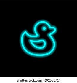 Duck blue glowing neon ui ux icon. Glowing sign logo vector
