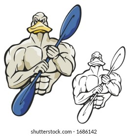 Duck Boating Mascot. Great for t-shirt designs, school mascot logo and any other design work. Ready for vinyl cutting.