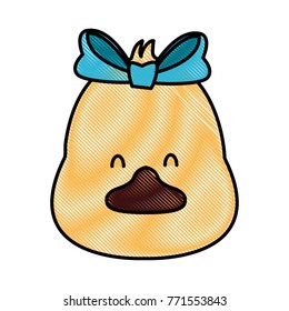 Duck with bow cartoon