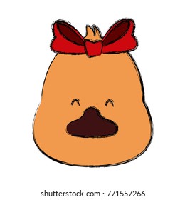 Duck with bow cartoon