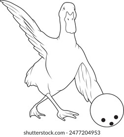 Duck Bowling Bowling ball Animal Vector Graphic Art Illustration