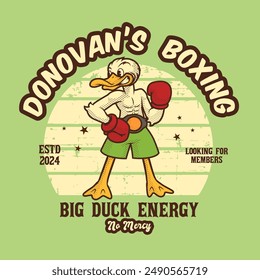 Duck Boxing Vintage And Retro Mascot Illustration