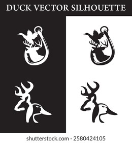 duck buck and hook combination. duck buck hook logo design. free vector silhouette