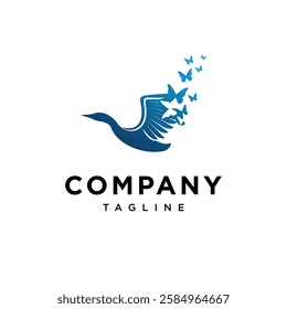 Duck and Butterfly Logo Icon vector