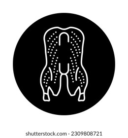 Duck carcass color line icon. Cutting meat. Pictogram for web page, mobile app, promo.