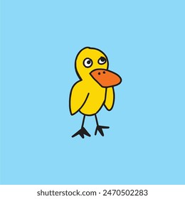 personaje de dibujos animados de pato, dibujo infantil, pato de dibujo simple, uso adecuado para la etiqueta engomada del icono