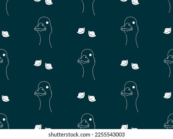 Duck cartoon character seamless pattern on blue background