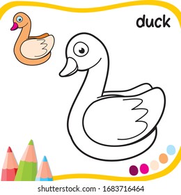 duck cartoon - coloring for kids