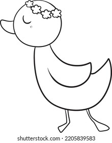 Duck Cartoon Cute Animal Doodle Kawaii Anime Coloring Page Cute Illustration Clip Art Character