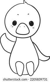 Duck Cartoon Cute Animal Doodle Kawaii Anime Coloring Page Cute Illustration Clip Art Character