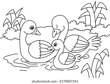 duck cartoon cute coloring page for kids