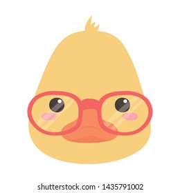 Duck cartoon with glasses design