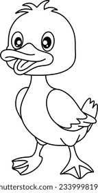 Duck cartoon line art for coloring book page 