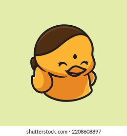 Duck Cartoon Mascot Funny Vector Smile Happiness Fun Cute Farm Hatch Egg
