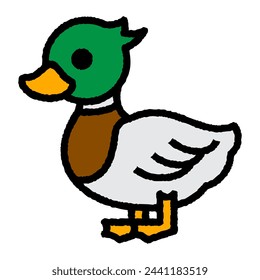 duck cartoon roughen filled outline icon for decoration, website, web, mobile app, printing, banner, logo, poster design, etc.