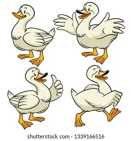 duck with cartoon style in set