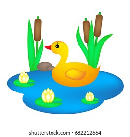 duck cartoon . Vector illustration - yellow duck.  Isolated on white background.