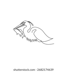 Duck Catch Fish One Line Art
