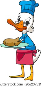 Duck chef koki vector cooking chicken
