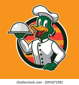 DUCK CHEF LOGO MASCOT ILLUSTRATION