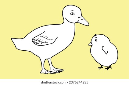 Duck, chicken. Vector drawing, eps